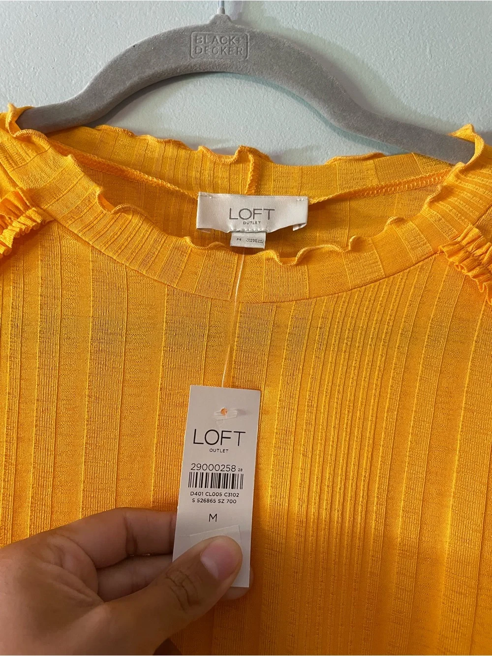 Loft Mustard Yellow Ribbed Short Sleeve Top